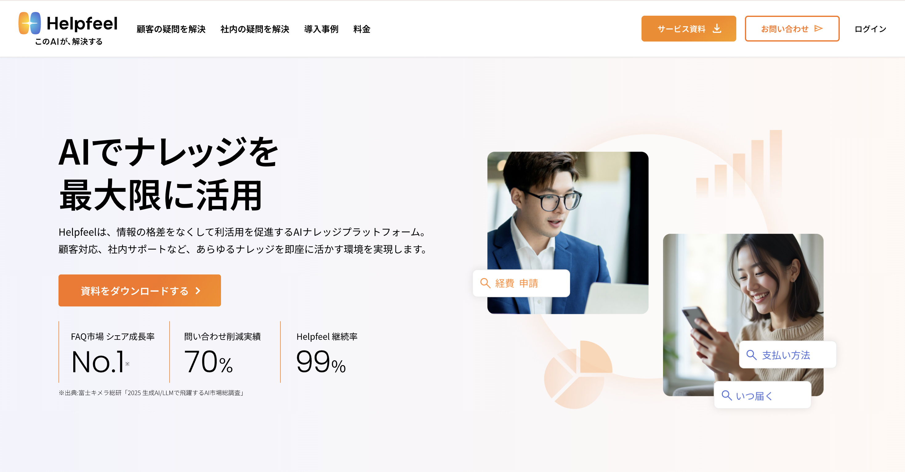 Helpfeel（ヘルプフィール）サービストップ画像