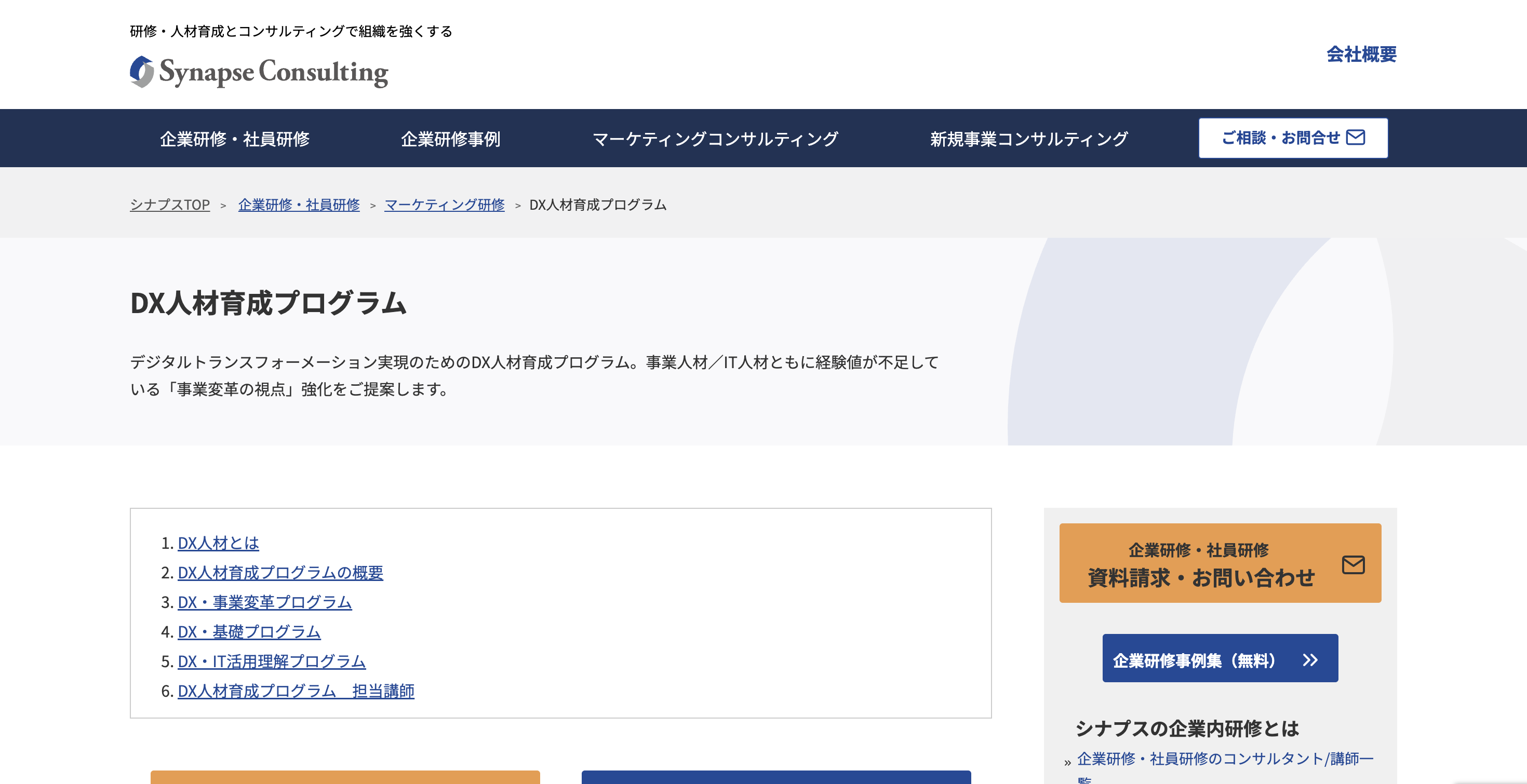 株式会社シナプスDX人材育成プログラムサイトトップ画像