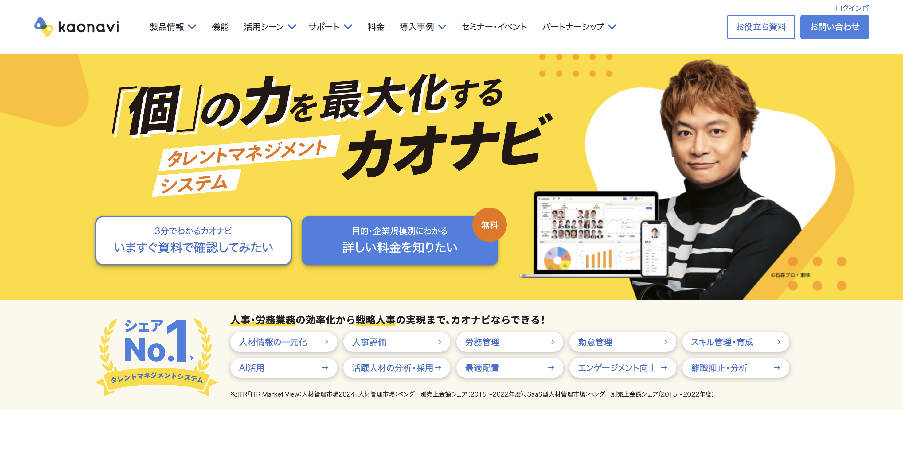 カオナビサイトトップ画像